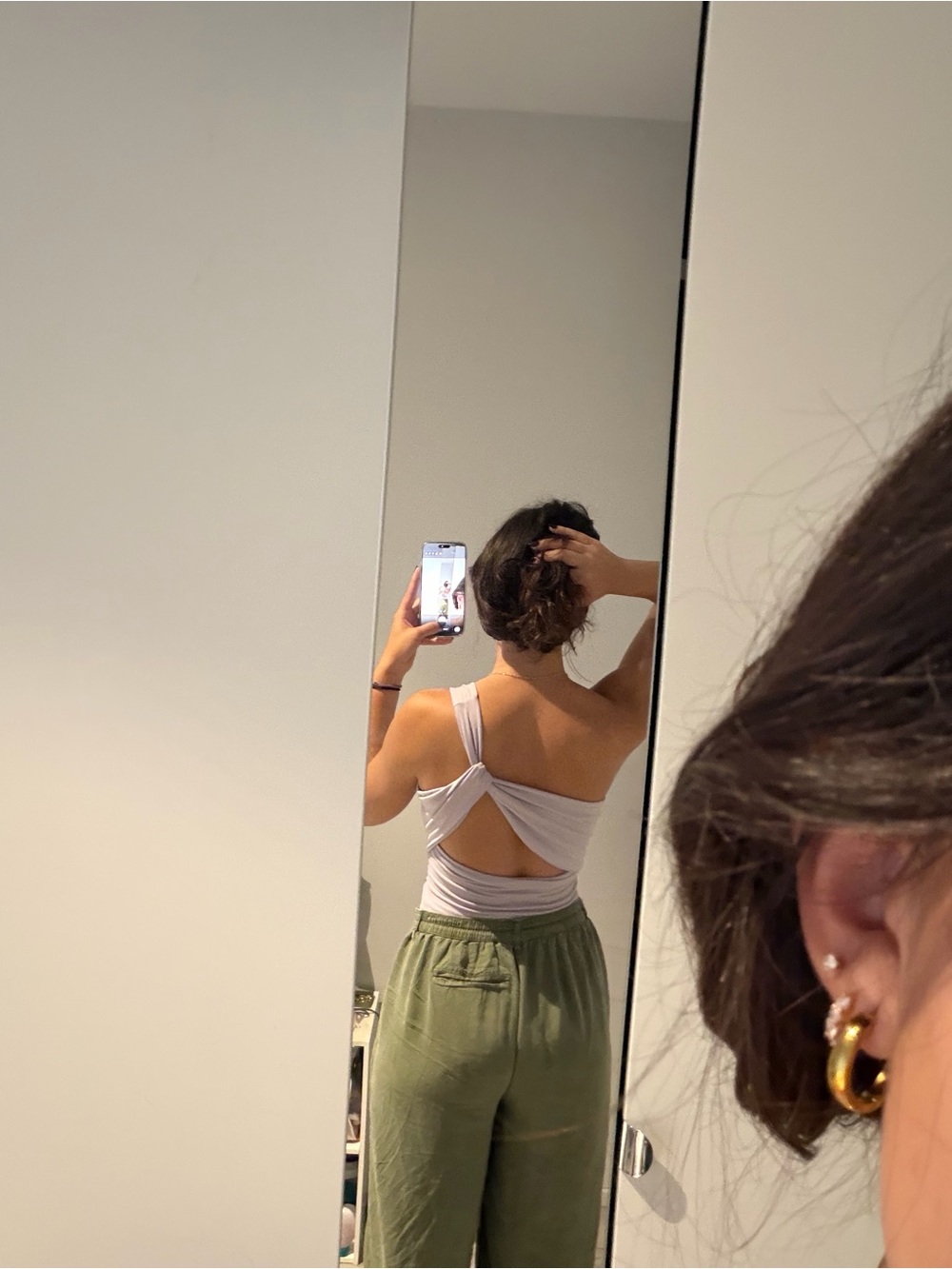 Twist-Back One-Shoulder Bodysuit Top in Light Lavender